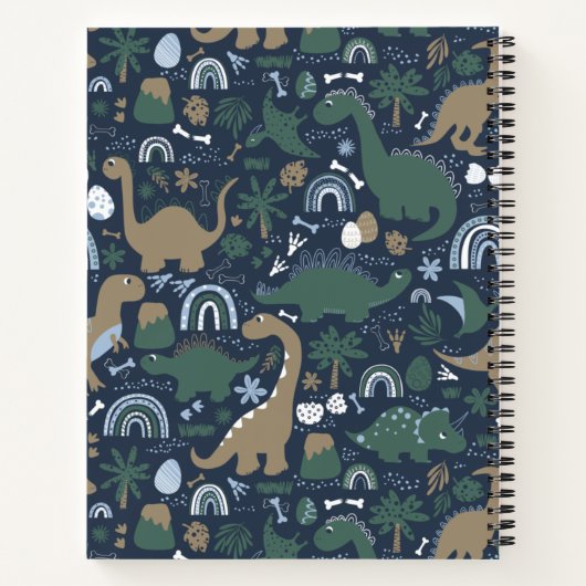 Rustic Dinosaur Forest Prehistalized Personalized Notitieboek (Achterkant)