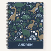 Rustic Dinosaur Forest Prehistalized Personalized Notitieboek (Voorkant)