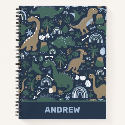 Rustic Dinosaur Forest Prehistalized Personalized Notitieboek (Voorkant)