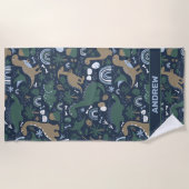 Rustic Dinosaur Forest Prehistalized Personalized Strandlaken (Voorkant)