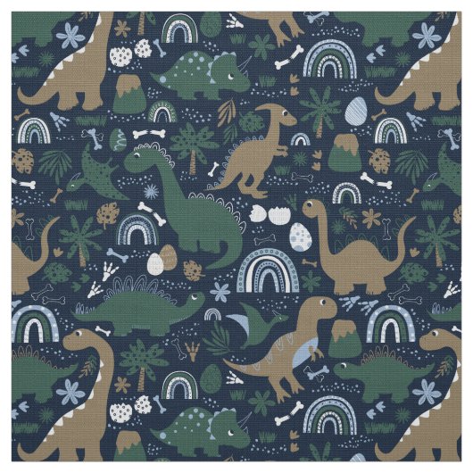 Rustic Dinosaur Forest Prehistorische Kinder Patte Stof (Swatch)