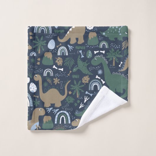 Rustic Dinosaur Forest Prehistorische Kinderen Bad Handdoek (Wasdoekje)