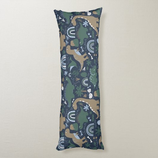 Rustic Dinosaur Forest Prehistorische Kinderen Lichaamskussen (Achterkant (Verticaal))