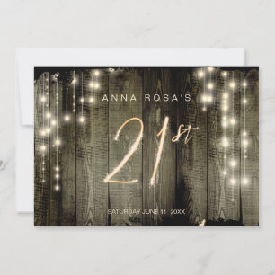 *~* Rustic Distress Barn Wood 21st Birthday Inv Kaart