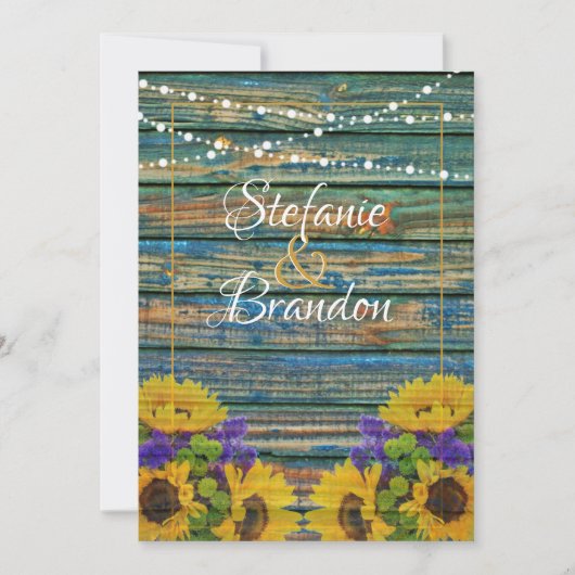 Rustic Distress Blue Fence & Daisies (dubbelzinnig Kaart (Voorkant)