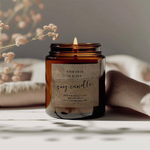 Rustic Distressed Burlap Eigen kaars Label