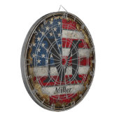 Rustic Distressed USA Vlag 4 juli Monogrammed Dartbord (Voorkant Links)