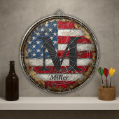 Rustic Distressed USA Vlag 4 juli Monogrammed Dartbord