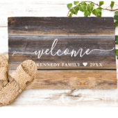 Rustic Distressed Wood Family Name Welcome Deurmat