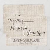 Rustic Distsed Linen Design Wedding Invitations Kaart (Voorkant / Achterkant)