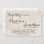 Rustic Distsed Linen Design Wedding Invitations Kaart (Voorkant)
