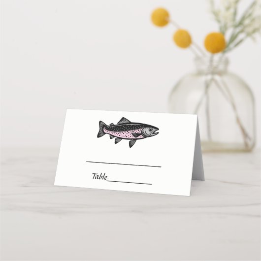Rustic DIY Kleuren Forel Vis Plaatskaartje (Voorkant)