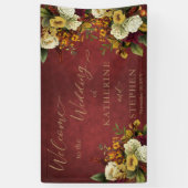 Rustic Dk Red | Oranje Floral Bouquet Wedding Spandoek (Verticaal)
