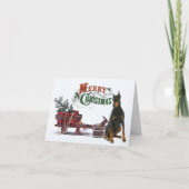 Rustic Doberman Kerstmis Feestdagen Kaart (Voorkant)