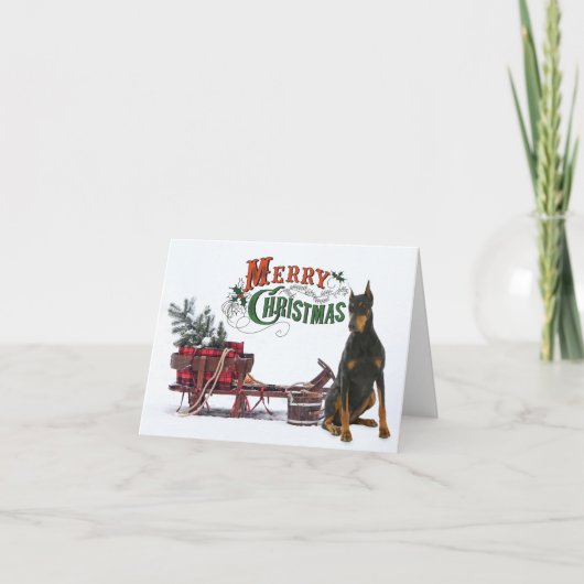 Rustic Doberman Kerstmis Feestdagen Kaart (Voorkant)