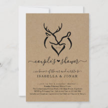 Rustic Doe & Deer Antlers Heart Couple's Shower