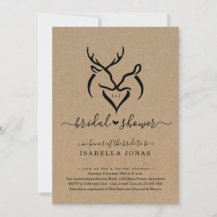 Rustic Doe & Deer Antlers Vrijgezellenfeest Kaart