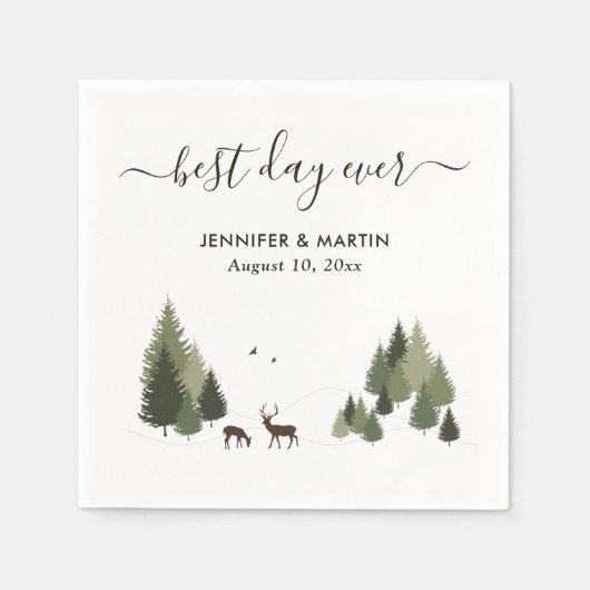 Rustic Doe en Buck Forest Wedding Paper Napkins Servet (Voorkant)
