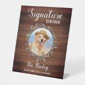 Rustic Dog Bar Pet Wedding Signature Drink Foto Reclamebord Met Voetstuk (Voorkant)