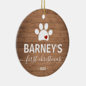 Rustic Dog eerste kerstvakantie Keramisch Ornament (Rechts)