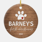 Rustic Dog eerste kerstvakantie Keramisch Ornament (Achterkant)