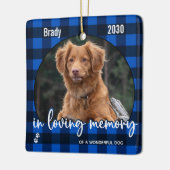 Rustic Dog Memorial Blue Pset Loss Keepslag Keramisch Ornament (Links)