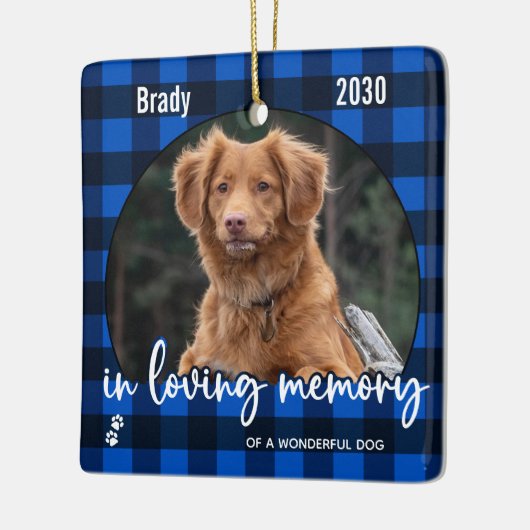 Rustic Dog Memorial Blue Pset Loss Keepslag Keramisch Ornament (Links)