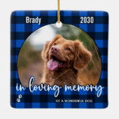 Rustic Dog Memorial Blue Pset Loss Keepslag Keramisch Ornament (Achterkant)