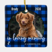 Rustic Dog Memorial Blue Pset Loss Keepslag Keramisch Ornament (Voorkant)