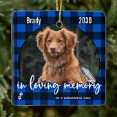 Rustic Dog Memorial Blue Pset Loss Keepslag Keramisch Ornament