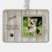 Rustic Dog Memorial Photo Quote Ornament (Voorkant)