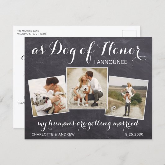 Rustic Dog of Honor Budget Wedding Save the Date (Voorkant / Achterkant)