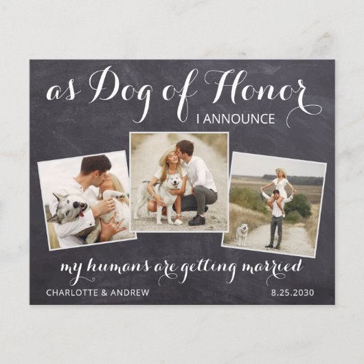Rustic Dog of Honor Budget Wedding Save the Date (Voorkant)