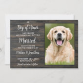 Rustic Dog of Honor Personalized Pet Photo Wedding Save The Date (Voorkant)