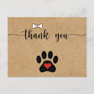 Rustic Dog Paw Custom Dank je Briefkaart