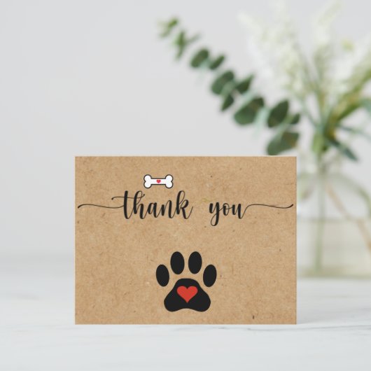Rustic Dog Paw Custom Dank je Briefkaart (Staand voorkant)