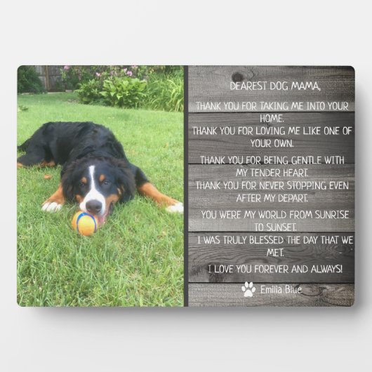 Rustic Dog Pet Memorial Keepslag Quote Fotoplaat (voorkant)