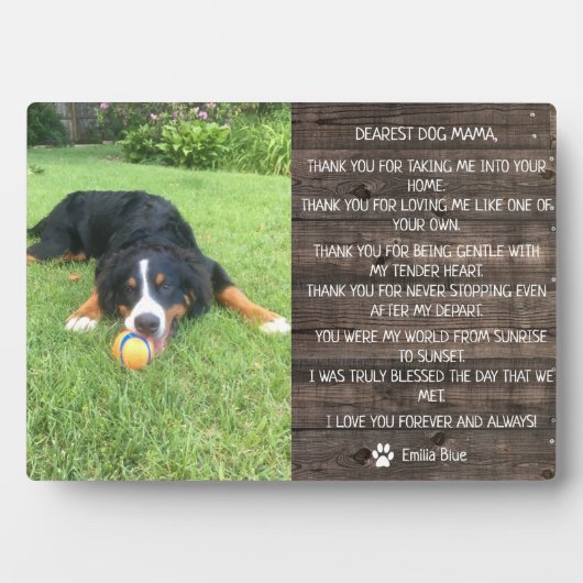 Rustic Dog Pet Memorial Keepslag Quote Fotoplaat (voorkant)