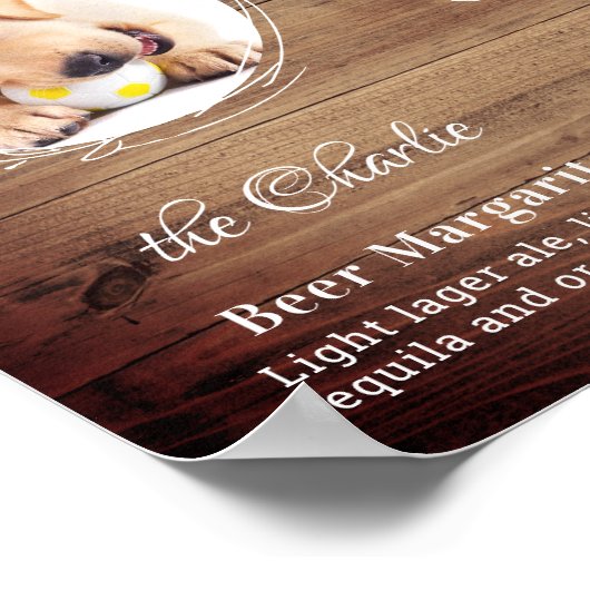 Rustic Dog Signature Drink Custom Pet Wedding Poster (Hoek)