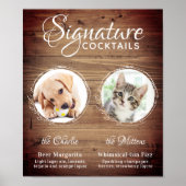 Rustic Dog Signature Drink Custom Pet Wedding Poster (Voorkant)