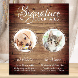 Rustic Dog Signature Drink Custom Pet Wedding Poster