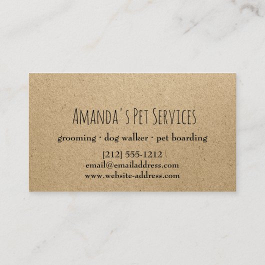 Rustic Dog Sitter Pet Services Grooming Pw Path Visitekaartje (Achterkant)