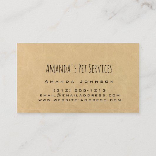 Rustic Dog Sitter Pet Services Grooming Pw Path Visitekaartje (Achterkant)