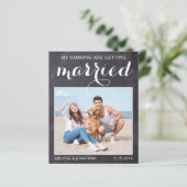 Rustic Dog Wedding Photo Budget Save the Date Kaar (Staand voorkant)