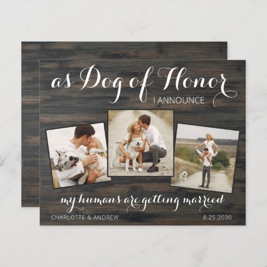 Rustic Dog Wedding Save the Date Budget QR Code (Voorkant / Achterkant)