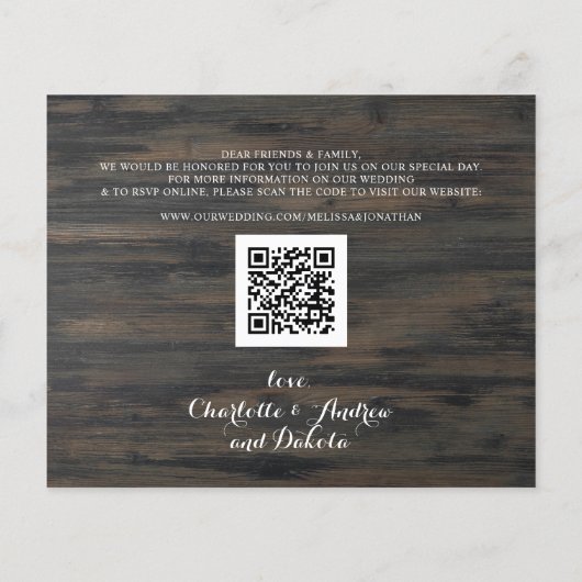 Rustic Dog Wedding Save the Date Budget QR Code (Achterkant)