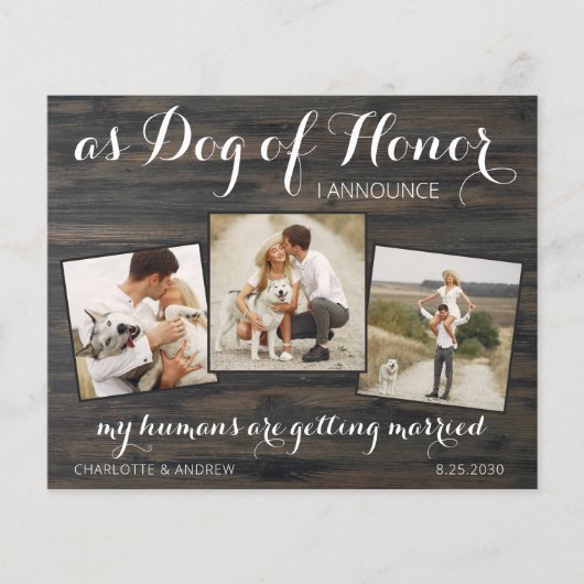 Rustic Dog Wedding Save the Date Budget QR Code (Voorkant)