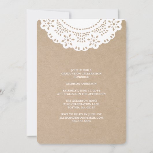 Rustic Doily | Oproep van de GraduPartij Kaart (Achterkant)