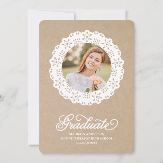Rustic Doily | Oproep van de GraduPartij Kaart (Voorkant)