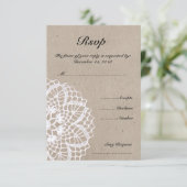  Rustic Doily Wedding RSVP-kaart RSVP Kaartje (Staand voorkant)